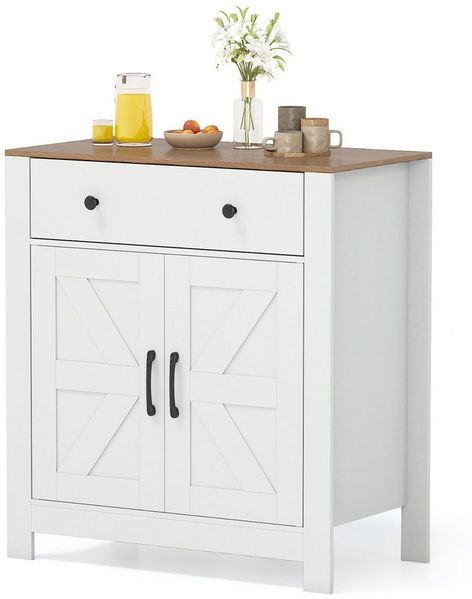 COSTWAY Sideboard, Küchenschrank mit Schublade, verstellbarem Regal Landhausstil
