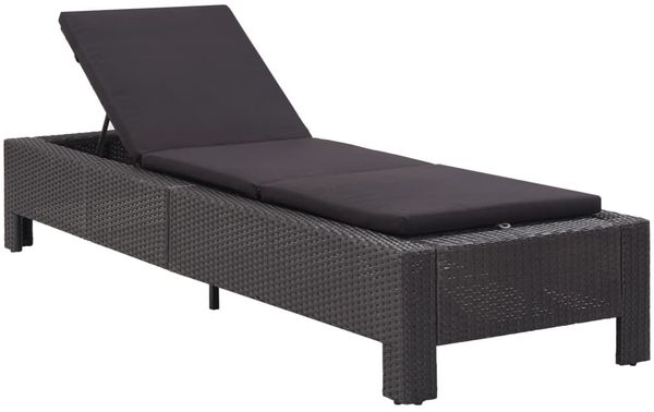 vidaXL Sonnenliege mit Auflage Schwarz Poly Rattan 46237