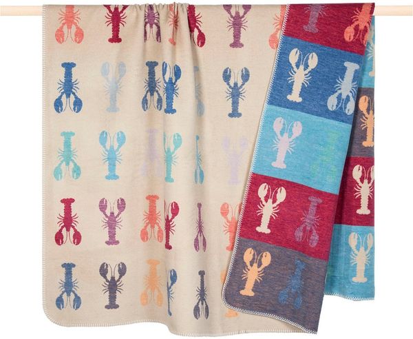 Wohndecke LOBSTER, PAD, Made in Europe, Wendefunktion, gestreift, Motiv Hummer, 150x200 cm