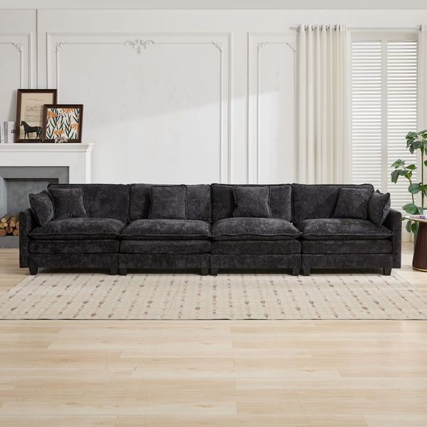 4-Sitzer Wohnlandschaft B 276 x T 138 x H 82 cm aus Chenille, modular