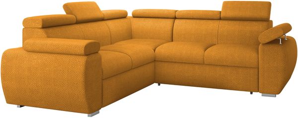 Ecksofa Boston Maxi mit Schlaffunktion, Bettkasten, Einstellbare Kopfstützen (Farbe: Flow 10)