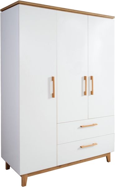 roba Kinderkleiderschrank 3-türig 'Finn' - 2 Schubladen - Soft Close - Weiß/Goldeiche