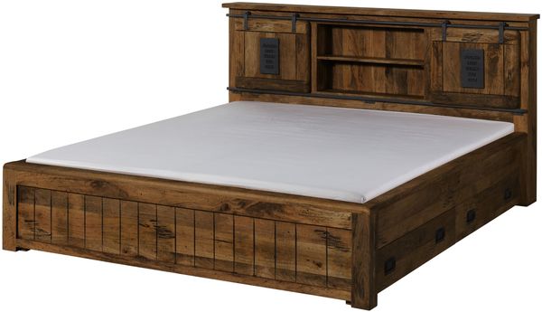 Bett mit Schublade Mango 160x200 braun lackiert RAILWAY #471