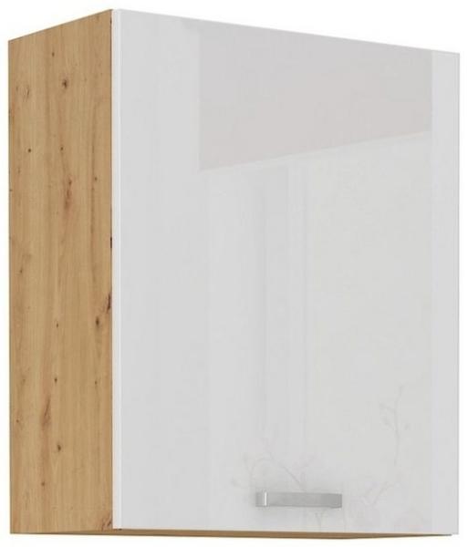 Hängeschrank 60 cm Eiche Artisan + Weiß Hochglanz Küchenzeile Küchenblock Küche