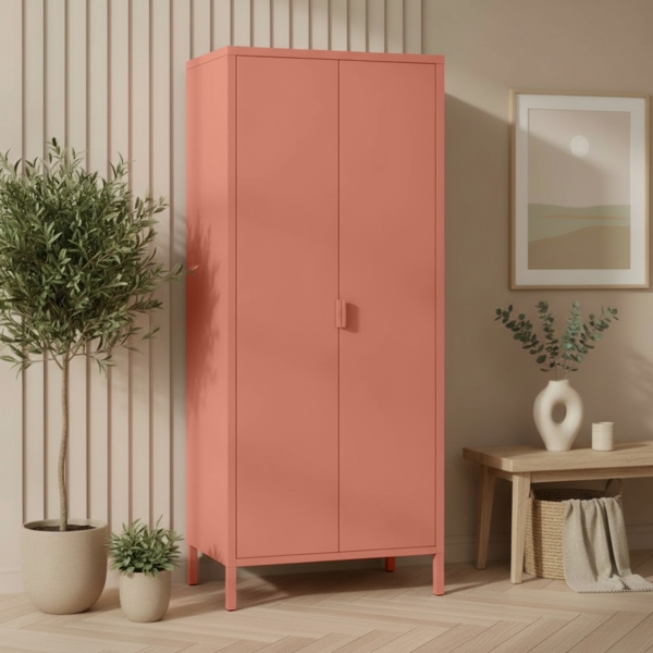 skølm 'Ituri' Kleiderschrank, Metall, 170x45x80 cm, terrakotta, Garderobe mit 4 Fächern und 2 Kleiderstangen Bild 7