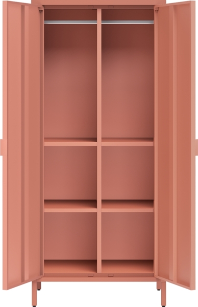 skølm 'Ituri' Kleiderschrank, Metall, 170x45x80 cm, terrakotta, Garderobe mit 4 Fächern und 2 Kleiderstangen Bild 10