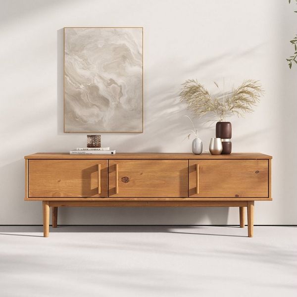 IDIMEX Lowboard TECCA, Sideboard mit 3 Türen aus Massivholz Kiefer Eiche Finish