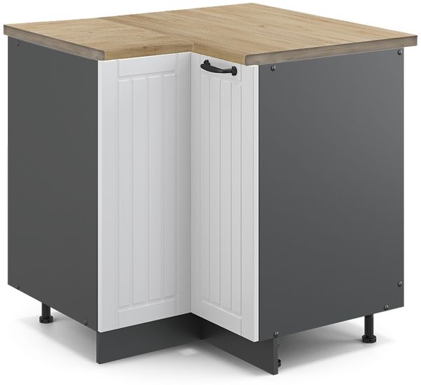 Eckunterschrank Fame-Line Weiß Landhaus 80.5 cm , AP Eiche Vicco Bild 4