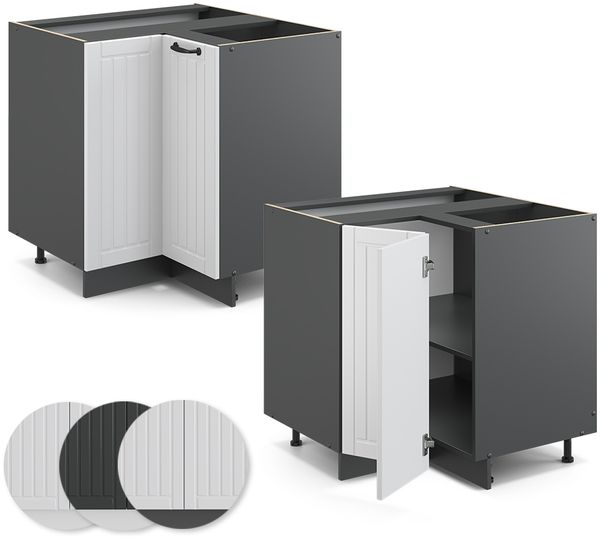 Eckunterschrank Fame-Line Weiß Landhaus 80.5 cm , AP Eiche Vicco Bild 5