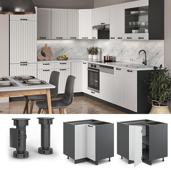 Eckunterschrank Fame-Line Weiß Landhaus 80.5 cm , AP Eiche Vicco Bild 2