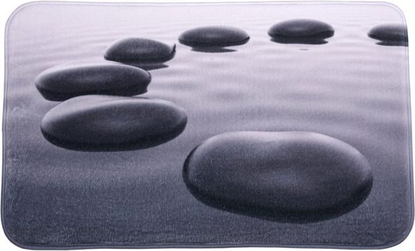 Sanilo Badematte Black Stones, rutschhemmend, waschbar, schnelltrocknend, Polyester, rechteckig, sehr weich, hochwertig & modern, 50 x 80 cm oder 70 x 110 cm