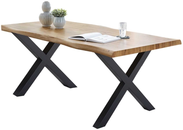 Esstisch Meisterwerk 2 / Marlon 2, Schwarz, Holzfarben, 160 x 76 x 90 cm