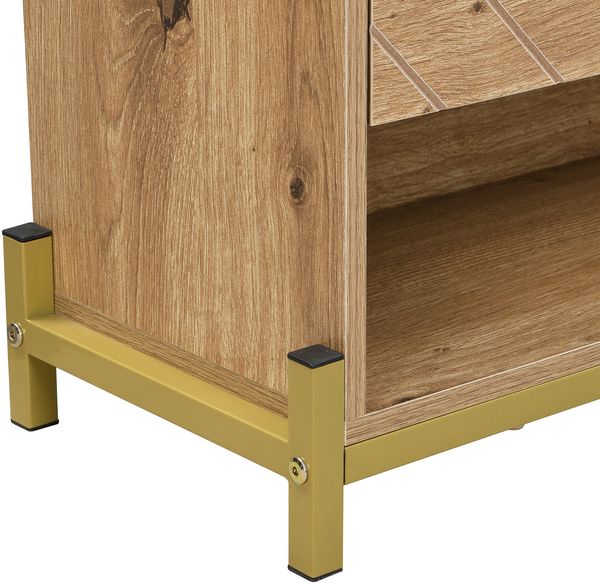 Schuhschrank 108,5 x 24 x 100 cm aus MDF in Holzoptik, mit 4 Klapptüren & Metallfüßen Bild 8