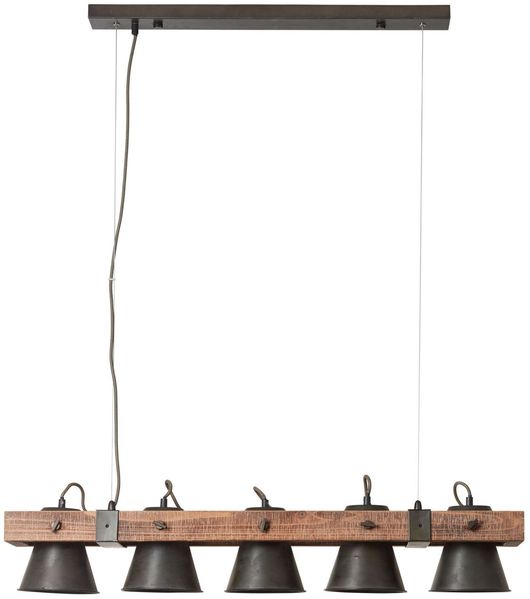 Brilliant Leuchten No. 82175-46 LED Pendelleuchte Plow 5-flg schwarz-stahl Holz