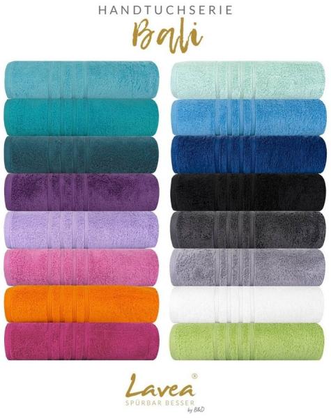 Lavea Handtücher Bali Handtuch 50x100 cm, Weiches Bio-Baumwollfrottee (1-St), pflegeleicht, GOTS-zertifiziert, extra saugstark mit 500g/m²