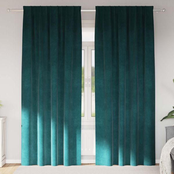 vidaXL Verdunkelungsvorhänge 2 pcs Dunkelgrün 140 x 260 cm Samt 4107217
