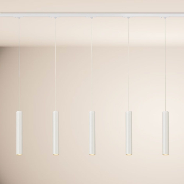 s.luce Crutch Hängelampe 1-Phasen-Schiene 200cm Endeinspeiser Weiß