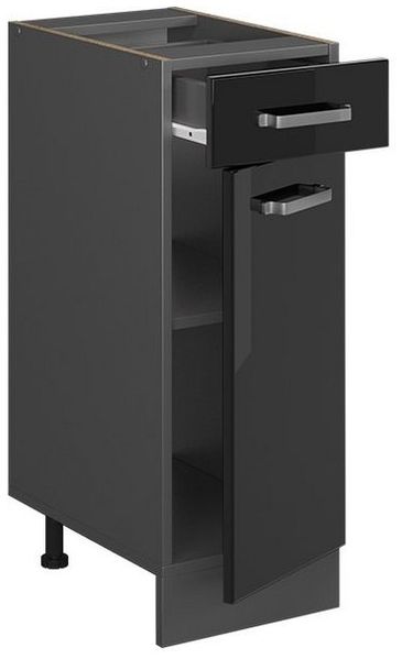 Küchenunterschrank R-Line Schwarz Hochglanz 30 cm ohne Arbeitsplatte Vicco Bild 3