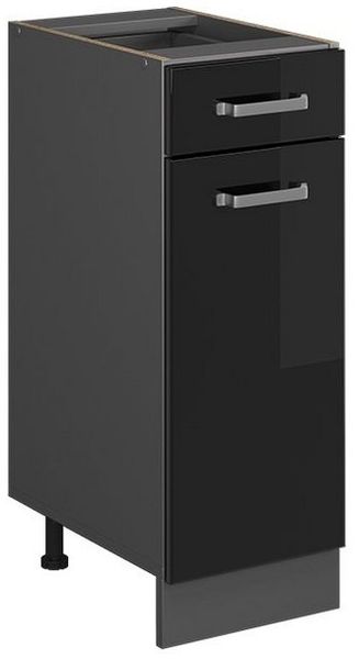 Küchenunterschrank R-Line Schwarz Hochglanz 30 cm ohne Arbeitsplatte Vicco Bild 5