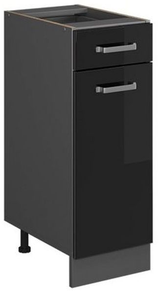 Küchenunterschrank R-Line Schwarz Hochglanz 30 cm ohne Arbeitsplatte Vicco Bild 4