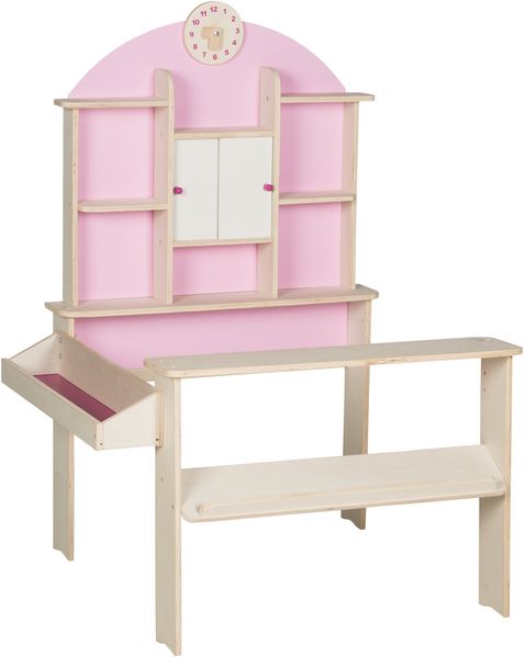 roba Kaufladen - BxTxH: 81 x 71 x 112 - Seitentheke - Uhr - Holz - Natur / Rosa