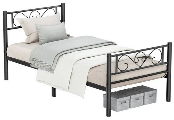 VASAGLE Einzelbettgestell, Bettrahmen, Bettgestell aus Metall, passend für 90 x 190 cm Matratze, Gästebett, für Erwachsene, Kinder, einfache Montage, für kleine Räume, Schwarz by SONGMIC RMB061B01 Bild 4