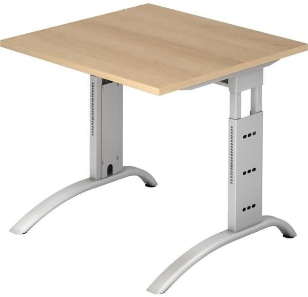 Schreibtisch FS08 C-Fuß 80x80cm Eiche Gestellfarbe: Silber