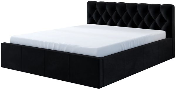 Polsterbett VOG 90x200 mit Matratze, Bettkasten und Lattenrost. Farbe: Schwarz 20