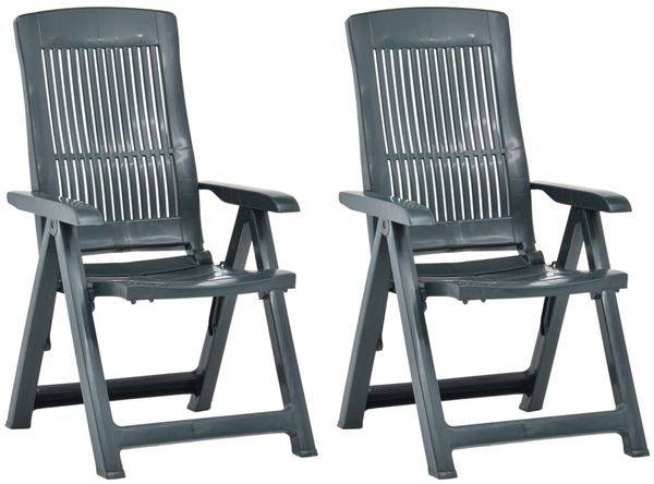 vidaXL Verstellbare Gartenstühle 2 Stk. Kunststoff Grün 48767
