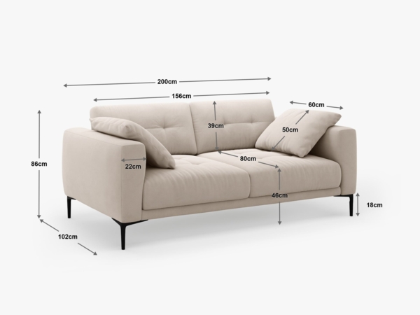 Micadoni Sofa Bemy 3-Sitzer Strukturierter Stoff Dunkelblau Bild 6