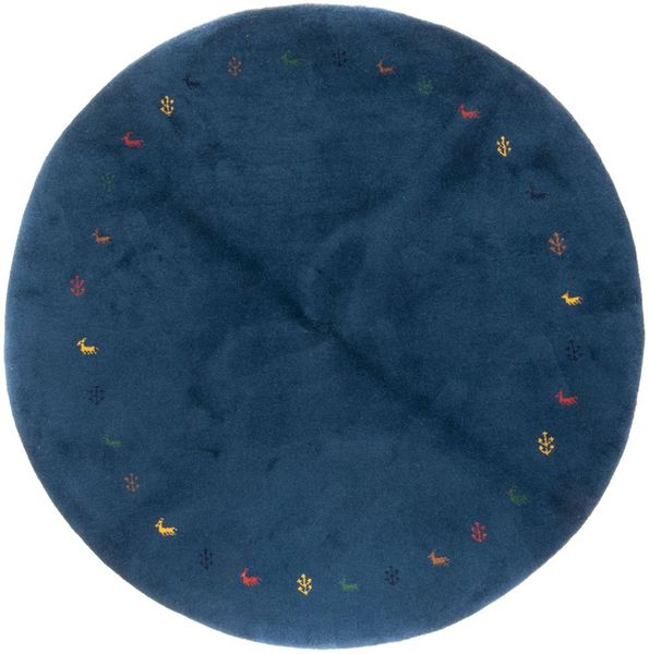 Gabbeh Teppich - Indus rund - 194 x 194 cm - blau