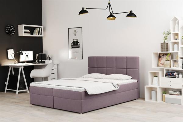 Boxspringbett Schlafzimmerbett FRASCO 120x200cm in Stoff Soro Flieder