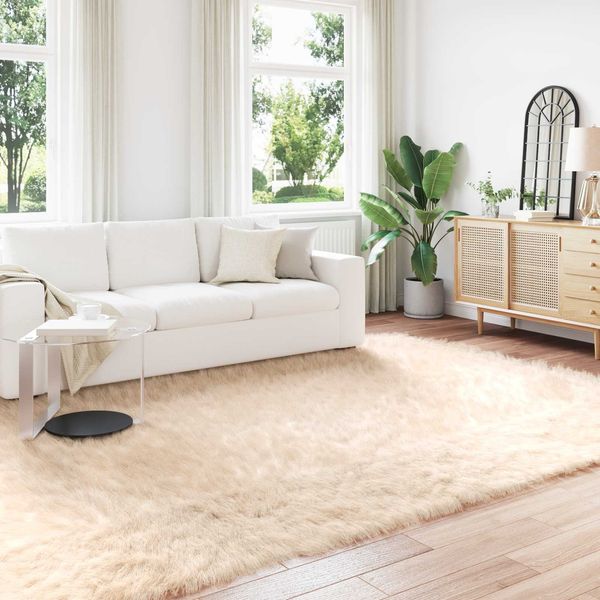 vidaXL Teppich aus Kunstschaffell TAFALLA Beige 240 x 340 cm Polyester 42021486