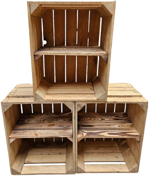 Holzkisten Vintage 3er Set 50 x 40 x 30cm Ablage kurz