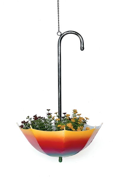 DanDiBo Blumenampel Metall Hängeampel mit Topf Innen Außen Regenschirm Hängepflanzen 72 cm 96258 L Pflanzenhänger Blumenhänger Topfhänger Blumen