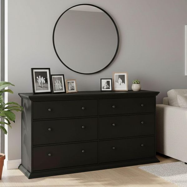 Dmora - Kommode Gladys, Wohnzimmerbuffet, Wohnzimmer-Sideboard, Moderne Küchen-Speisekammer, 163x52 h88 cm, Schwarz