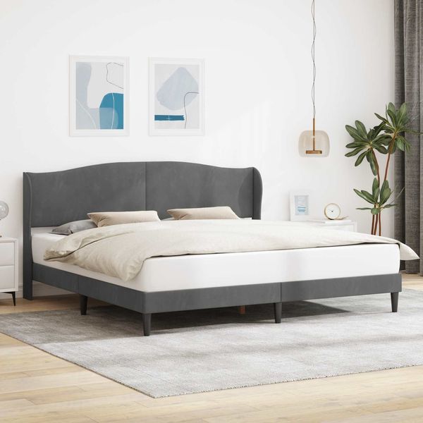 vidaXL Bettrahmen mit Kopfteil Dunkelgrau 180x200 cm Samt 42027936