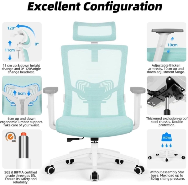 Daccormax Bürostuhl Ergonomisch mit Verstellbarer Bild 6