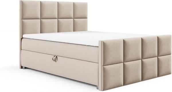 Best for Home Boxspringbett Trinity K-1 LUX – Modern Boxspringbett mit Stauraum & Komfort (140x200 160x200 180x200 200x200 cm), Verschiedene Liefermöglichkeiten, TOP Preis-Leistungs-Verhältnis