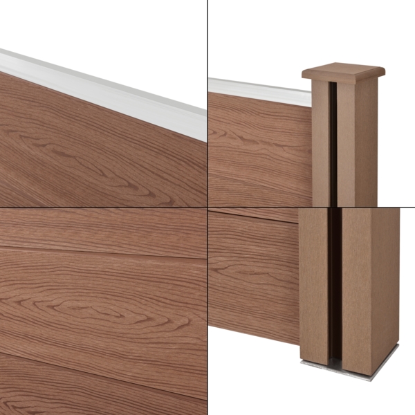 Gartenzaun Getafe WPC mit Pfosten 183x705 cm Braun neu. holz Bild 3