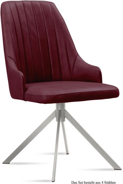 Esszimmerstuhl (4er-Set) Dorrit 52x91x60 Edelstahl/Marsala