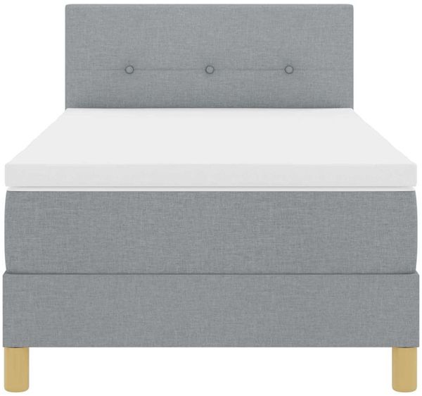 vidaXL LED Boxspringbett mit Kopfteil Hellgrau 90 x 190 cm Stoff 3342401 Bild 8
