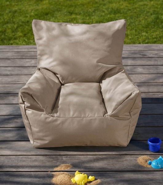 mokebo Kindersessel Der Pausenheld (aus wasserabweisenden Stoff Beige-Khaki), Kinder Sitzsack, Lesesessel, Bodenkissen fürs Kinderzimmer