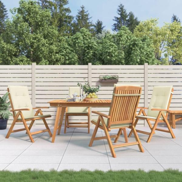 vidaXL Gartenstühle mit Kissen 4 Stk. Massivholz Teak 3196465