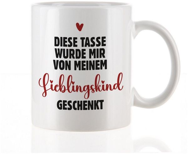 Herz & Heim Tasse "Lieblingskind" für Mama oder Papa als lustiges Geschenk, Keramik, mit Aufdruck
