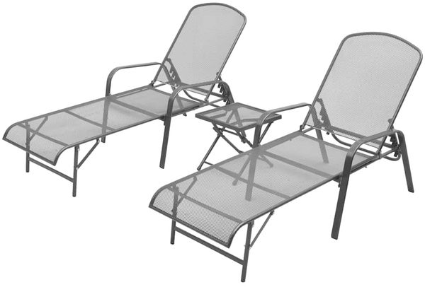 Sonnenliege 2 pcs, Gartenliege mit Tisch Stahl Anthrazit
