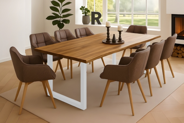 Esstisch Baumkante massiv Akazie natur 240 x 100 weiß NIAH 141096953 Bild 3