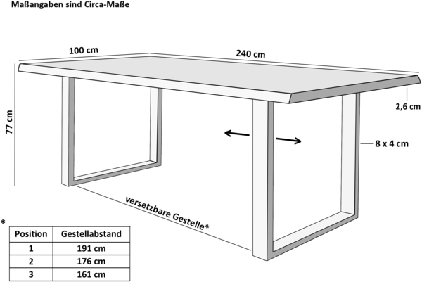Esstisch Baumkante massiv Akazie natur 240 x 100 weiß NIAH 141096953 Bild 6