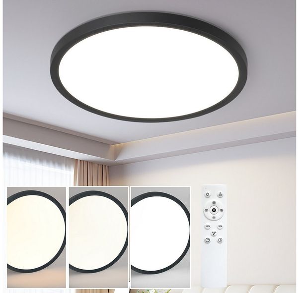 Nettlife LED Deckenleuchte Flach 30CM 24W Rund Weiß Deckenbeleuchtung Küche, Dimmbar, LED fest integriert, Farbwechsler, Küchenlampe für Flur Küche Schalfzimmer Klassenzimmer
