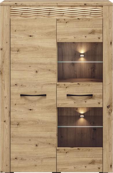 Vitrinenschrank Highboard ARTA-131 in Artisan Eiche Nb, B/H/T: ca. 92/140/40 cm